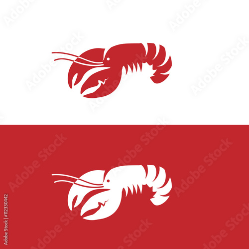 Cuadros en Lienzo Red lobster on white and red background