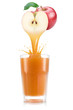 Pure apple juice pouring out from fruit