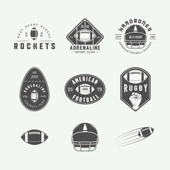 Wall Mural - Set of vintage rugby and american football labels, emblems 