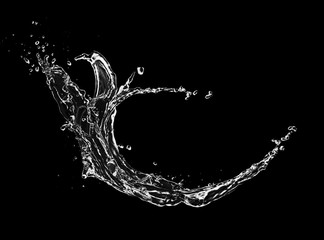 Poster - Blue water splash isolated on black background