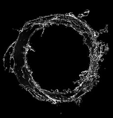 Poster - Water splash circle isolated on black background