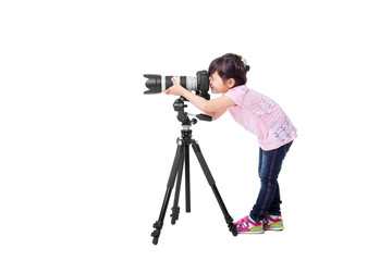 Little girl with photo camera