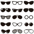 Set of black retro sunglasses icons
