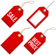 Red Sales Vector Price Tags