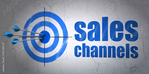 Fotografía Advertising concept: target and Sales Channels on wall background