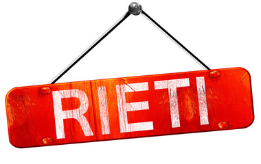 Rieti, 3D rendering, a red hanging sign