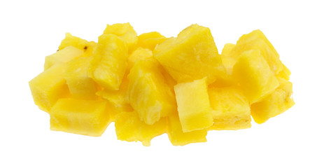 Wall Mural - Fresh chunks of pineapple on a white background