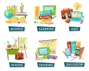 Canvas Print - School Training Education Objects Set 