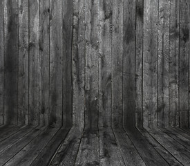 Wall Mural - grunge wood panels with floor and wall