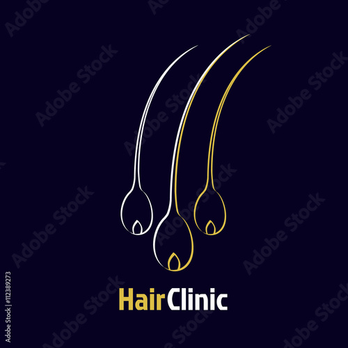 Hair Follicle Logo Template On Dark Background Simple Hair Loss