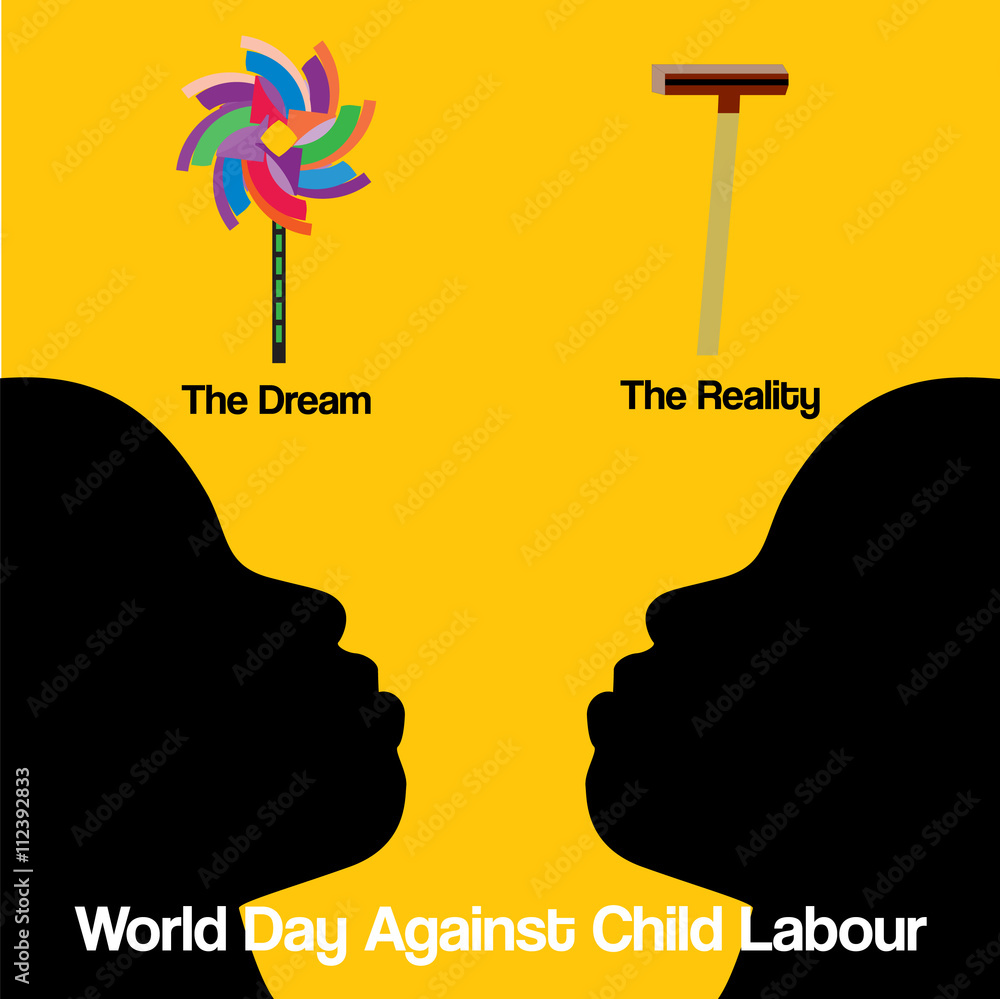 World day against child labour minimalistic vector concept with ...