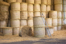 Ladders And Hay Bales In Storage