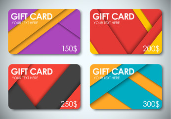 Wall Mural - set of gift cards in the style of the material design