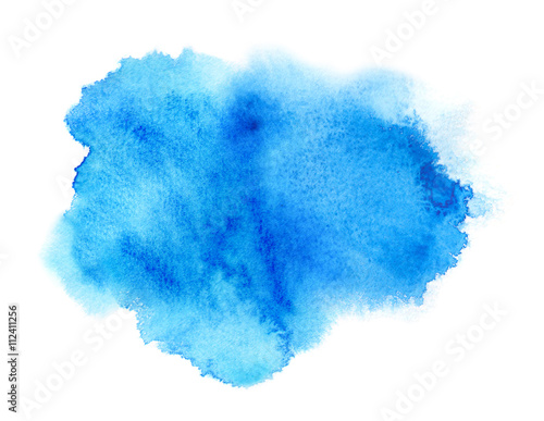 Fotografie, Obraz Vivid blue watercolor or ink stain with aquarelle paint blotch
