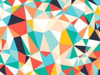 Abstract bright colorful random triangle geometric background, Vector Illustration pattern. Geometric design for business, wallpaper, spring autumn backdrop. Color kaleidoscope: green, yellow, orange.