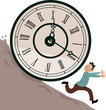 Stressed man running from a huge clock rolling downhill, EPS 8 vector illustration, no transparencies 