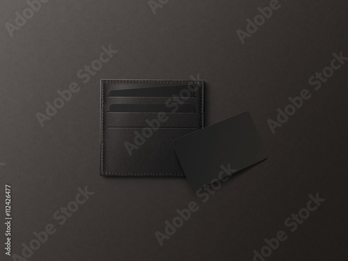 Download Leather Card Holder With Blank Black Card Mock Up Isolated Business Credit Cards Mockup In Sleeve Cardholder Pocket Clear Paper Visiting Id Cards In Grey Wallet Box Logo Design Presentation Stock Photo