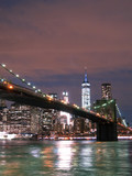 Fototapeta  - Brooklyn Bridge with WTC at Night