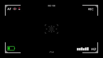 Sticker - A recording camera viewfinder. Computer-generated, but with the shadows and subtleties of the real thing. Includes an EQ. Black background.