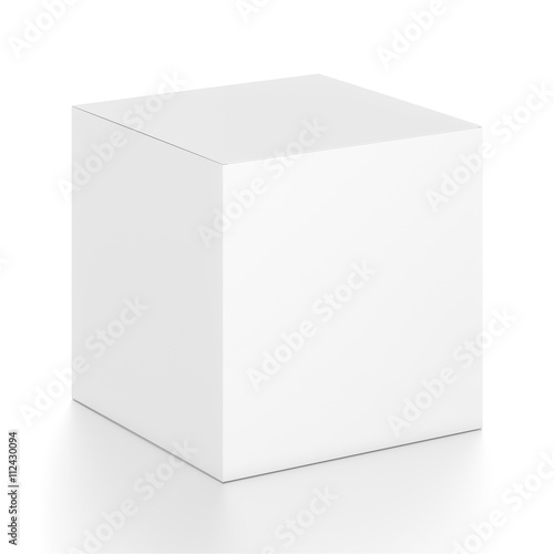 Photographie Boîte blanche de cube blanc à partir de l'angle latéral avant supérieur