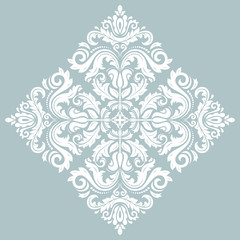Wall Mural - oriental pattern with arabesques and floral elements. traditional classic light blue and white ornam