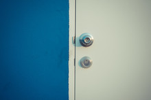 Minimalism Style, Blue Wall And White Door.