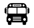 School bus or schoolbus transportation vehicle with label flat icon for apps and websites