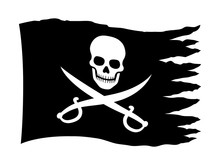 Pirate Flag Or Banner With Skull And Crossed Swords Flat Icon For Apps And Websites