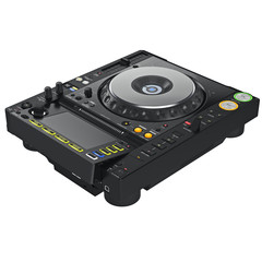 Wall Mural - Black dj mixer turntable, digital display. 3D graphic