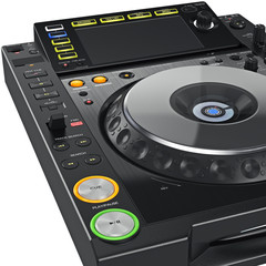 Wall Mural - Digital dj music turntable mixer with buttons, close view. 3D graphic