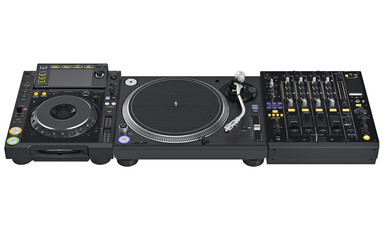 Wall Mural - Set professional dj digital table mixer, music instrument  digital equipment. 3D graphic