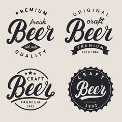 Set of lettering beer logo. Logotype, label and badge design.