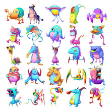 25 Colorful Monster Creature Character Design Set 2 Isolated On White Background Realistic Fantasy Cartoon Style Character Story Game Card Sticker Design
