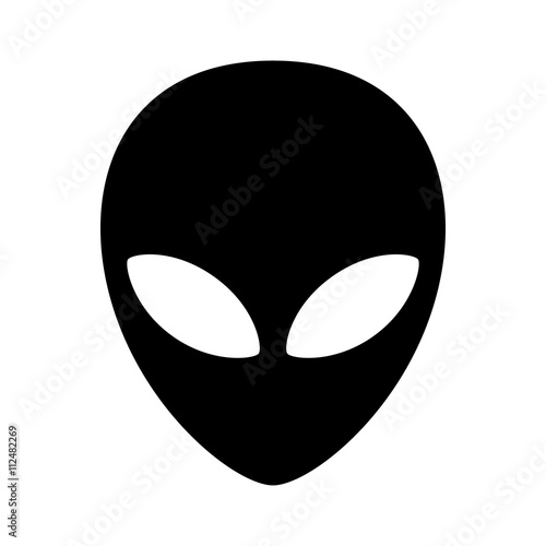 Extraterrestrial alien face or head symbol flat icon for apps and websites плакат