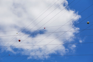 electric wires in blue sky