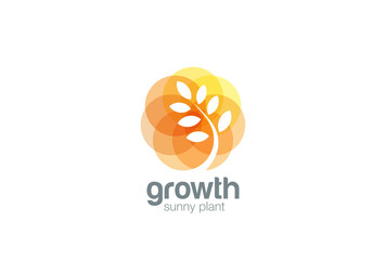 Growing Plant abstract Logo Negative space Sprout Logotype icon