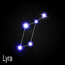 Lyra Constellation With Beautiful Bright Stars On The Background