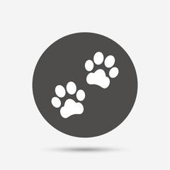 Paw sign icon. Dog pets steps symbol.