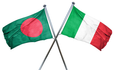 Wall Mural - Bangladesh flag with Italy flag, 3D rendering