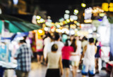 Fototapeta Miasto - Abstract blurred background of Hua Hin night market in thailand