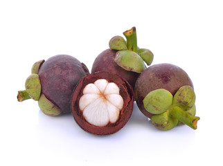 Wall Mural - mangosteen isolated on white background