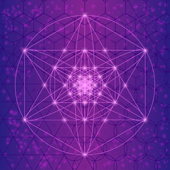 Wall Mural - Sacred spiritual geometry symbols and elements. Alchemy, religion, philosophy, mathematics, astrology and spirituality themes. Harmony sacred mesh with triangles, circles and squares. 