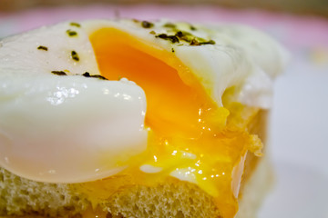 poached egg closeup shot