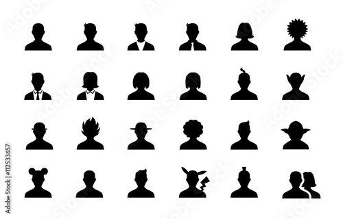 Cuadros en Lienzo Avatar Profile Picture Silhouette Vector Icon Set