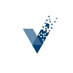  letter V data tech logo concept, right logo,v sign