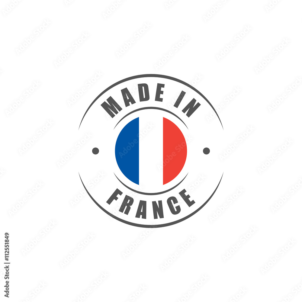 Round "Made in France" label with French flag - obrazy, fototapety, plakaty 