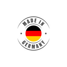 Round "Made In Germany" Label With German Flag