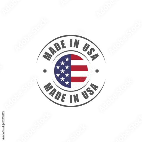 Round Made in USA label with USA flag Tableau sur Toile