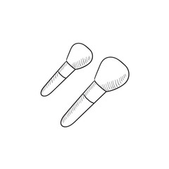 Poster - Makeup brushes sketch icon.