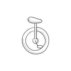 Poster - One wheel bicycle sketch icon.